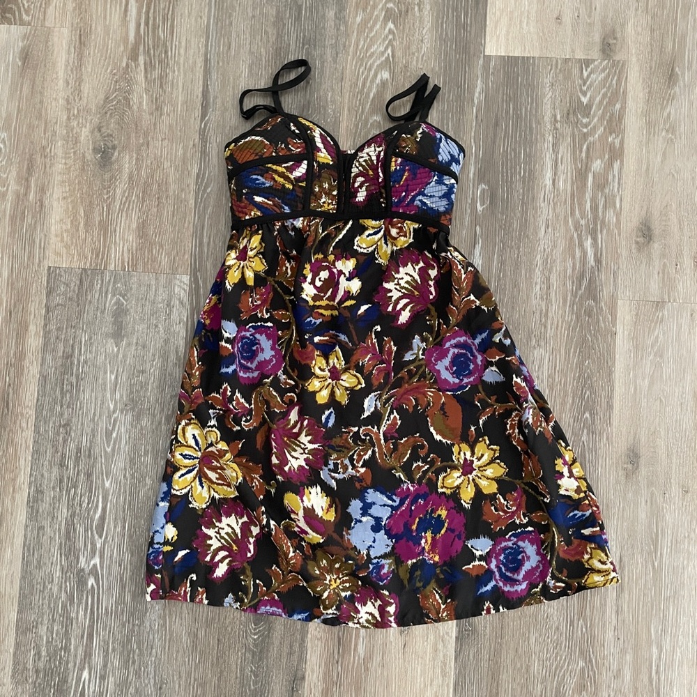 Floral Juniors Dress with Black Straps